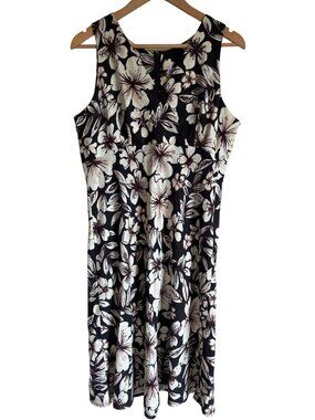 'Iolani Vintage Made in Hawaii Hawaiian Tropical Floral Babydoll Sleeveless Dres